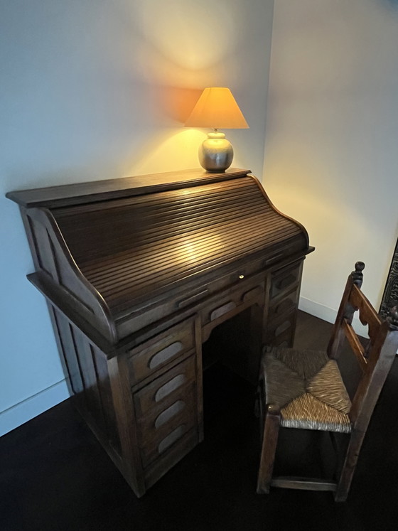 Scrivania originale in legno con serranda avvolgibile degli anni '20. – Scrivanie, Wood (photo 4 of 8)