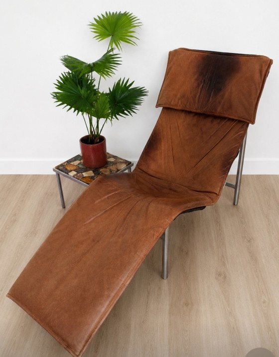 Image 1 of IKEA Skye Ligstoel - Cognac Leer & Chroom - Tord Björklund