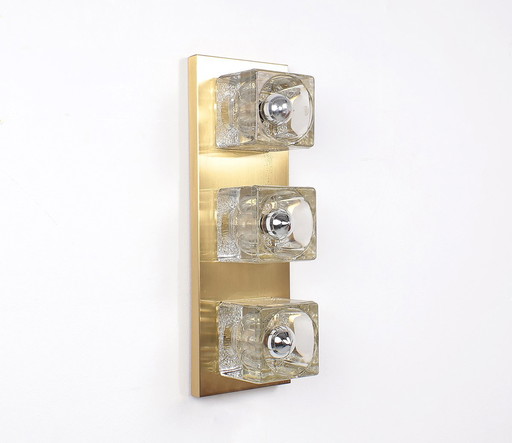 Peill & Putzler ice cube brass and glass wall or ceiling lamp