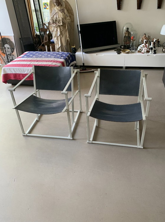 Juego de 2 sillas Cube Pastoe FM60 – Radboud van Beekum – Arnés de cuero gris – Sillones, Leather, Metal (photo 5 of 17)