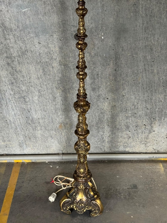 Vintage Boroque Style Brass Floor Lamp – Floor lights, Metal, Textile (photo 2 of 6)