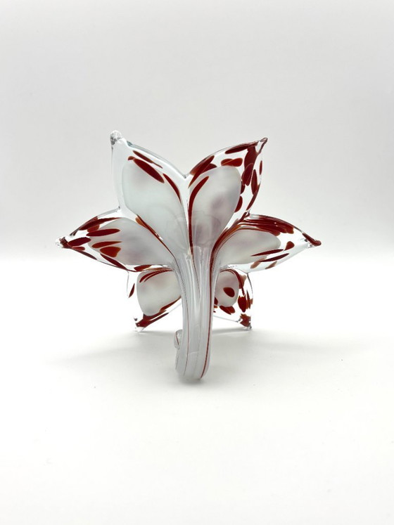 Image 1 of Paar handgefertigte Glasblumen aus Italien, nach venezianischer Murano-Tradition, Maße 15 x 15 x 9 cm