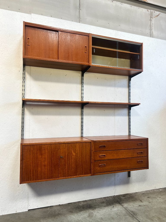 Image 1 of Vintage Teak Wandmeubel / Modulair Wandsysteem, 1960's