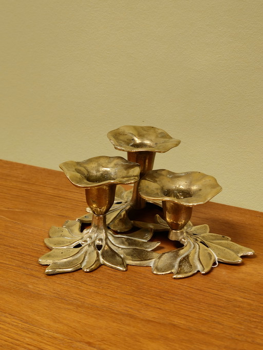 Vintage Brass Art Nouveau Candlestick Candle Holder