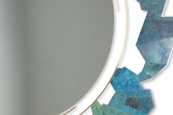 Image 1 of Specchio non strutturato in bronzo e ottone ossidato. Contemporaneo.