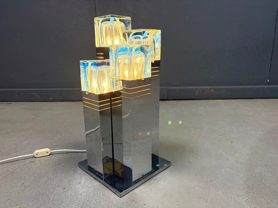 Vintage Cubico Table Lamp by Gaetano Sciolari, 1970s – Glass, Metal (photo 6 of 10)