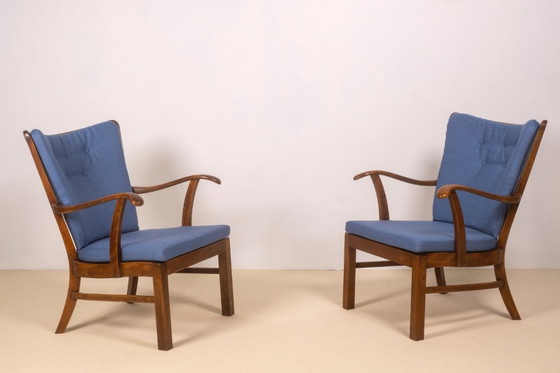 Image 1 of Loungestoelen uit de jaren 40 van Tyge Hvass, model 1628 voor Fritz Hansen, Denemarken