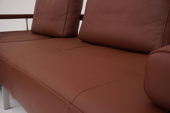 Image 1 of Canapé d'angle Rolf Benz Dono en cuir marron cognac avec canapé-lit gigogne