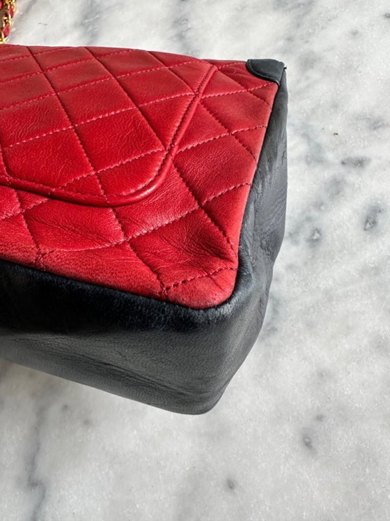 Image 1 of Borsa Chanel a patta singola, rossa e nera