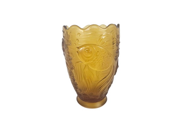 Image 1 of Josef Inwald - Barolac - "Koi carp" - pressed glass vase - satin glass - model "Poison" - 1930's