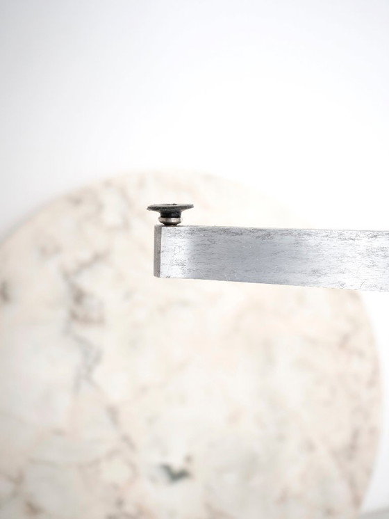 Image 1 of Vintage table with white marble and stainless steel base