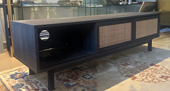 Image 1 of Pierre Jeannette style rattan TV cabinet 