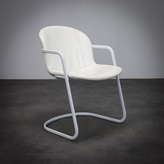 Image 1 of Set di 4 sedie da pranzo in pelle disegnate da Gastone Rinaldi per Thema, Italia, anni '70.