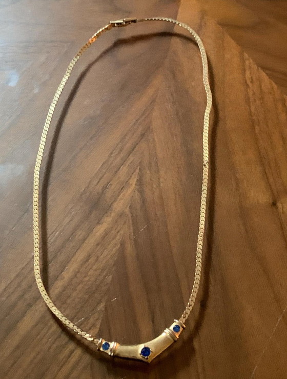 Collier Iconique Ras Du Cou Pierre Cardin Années 50/60 - Plaqué Or - Cristaux Bleus – Cadeaux, Metal, Crystal (photo 5 of 16)