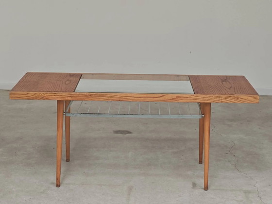 Wood, metal and glass coffee table by Jitona 1960 – polished steel, Mid Century Modern (photo 3 of 16)