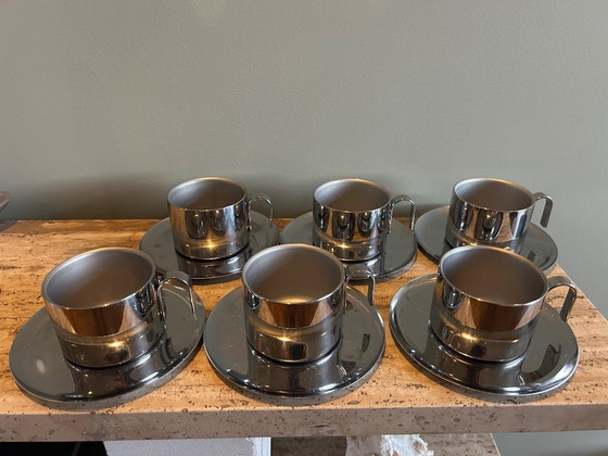 Image 1 of 6x stainless steel coffee cups Guido Bergna