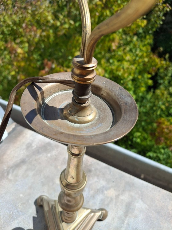 Image 1 of Exceptional bronze lamp base, antique candle holder 1580-1620, certified with traceability