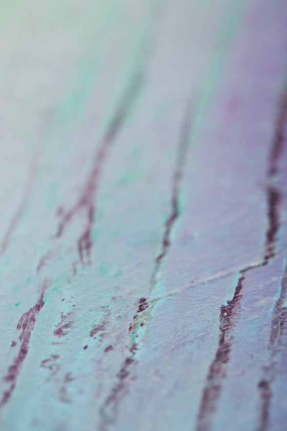 Image 1 of Contemporary paintig in teal, purple and green shades, acrylic on canvas
