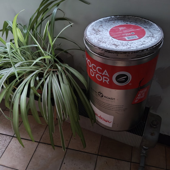 Image 1 of Vintage Mocca d’Or Coffee Tin – Large Industrial Metal Storage Can – Retro Café Style