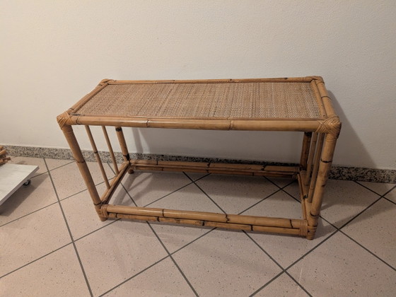 Image 1 of Vintage bamboe bank/salontafel – boho-chic/mid-century stijl