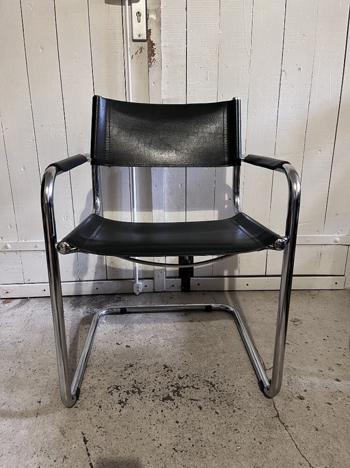Vintage cantilever fauteuil met armleuningen – Bauhaus / Mid-Century – eetkamerstoelen, Leather (photo 2 of 6)