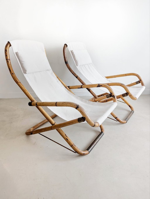 Set of 2 Italian Deck Chairs 1960s