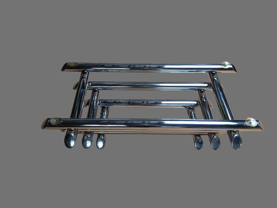 1970s Chrome & Glass Coffee Table – Attributed to Paul Mayén – paul mayen, Salontafels (photo 6 of 8)