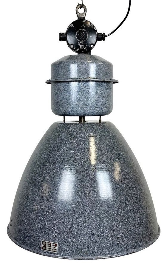 Image 1 of Grande lampada industriale in smalto grigio di Elektrosvit, anni '60