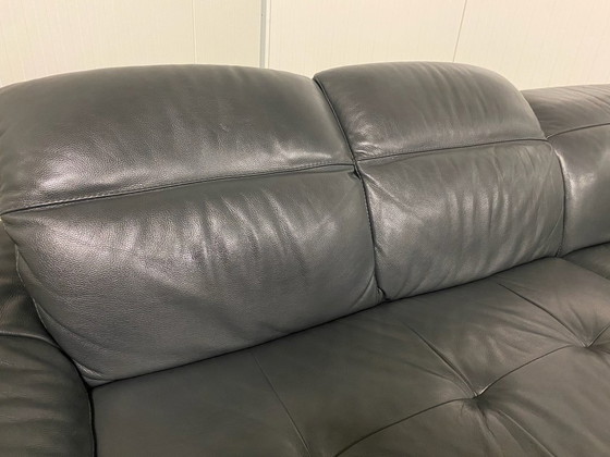 Image 1 of Natuzzi Ecksofa aus schwarzem anthrazitfarbenem Leder – Premium-Komfort – Kostenlose Lieferung