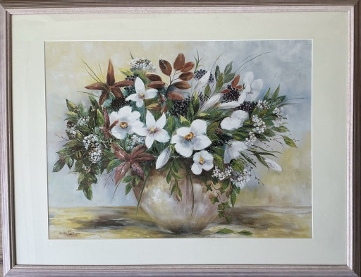 Rian Withaar - Blumenstrauß in Vase, hochwertige Offset-Reproduktion im Vintage-Rahmen