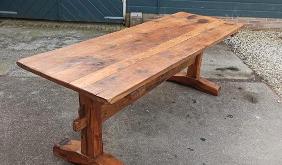 Image 1 of Antique rustic solid oak large dining table