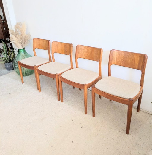 Set vintage di 4 sedie da pranzo danesi in teak, Glostrup Möbelfabrik