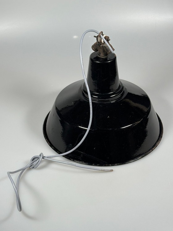 Image 1 of jaren 30 40 plafondlamp industriële lamp emaille loft metaal Bauhaus design