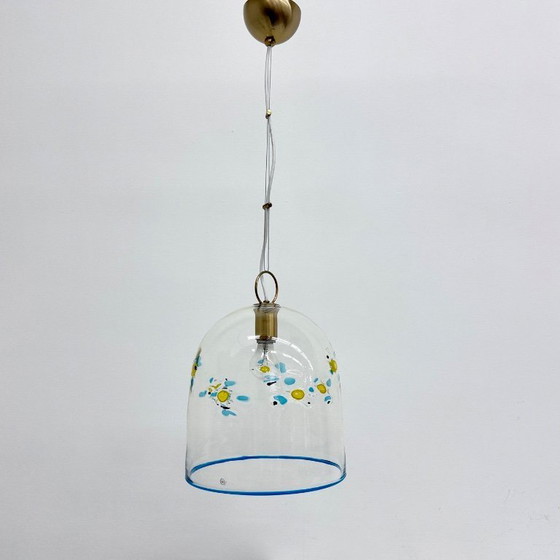 Image 1 of Mid-century design La Murrina glass hanging lamp flowers , 1970s , Italy