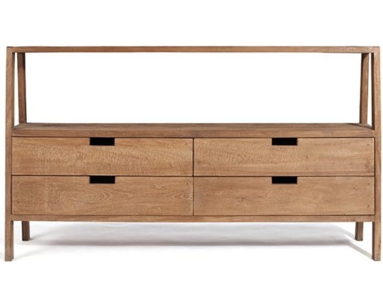 Image 1 of LOMBOK Sumatra brede boekenkastladder, gerecycled teakhout, bruin, 150 x 38 x 85 cm