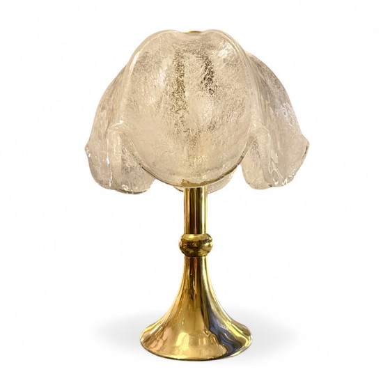 Image 1 of Vintage tafellamp van messing en ijsglas, Duitsland, jaren 70