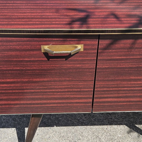 Image 1 of Mid-Century Formica Bar Trolley - Bar Cabinet - Mahogany Style - 60s