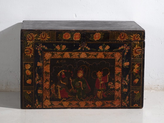 Baule antico dipinto in legno di pino – Cina, circa 1900 – Oggetti decorativi, Iron (photo 39 of 40)