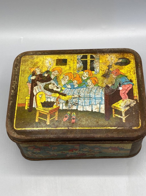 Lithographed Tin Biscuit Box – Snow White and the Seven Dwarfs – Damoiseau – – decoratieve objecten, Metal