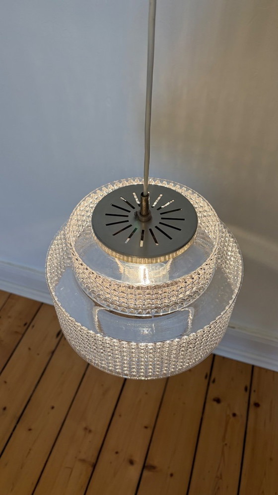 Vintage pendant lamp like Vitrika – 1960s – textured glass – Metal (photo 4 of 9)