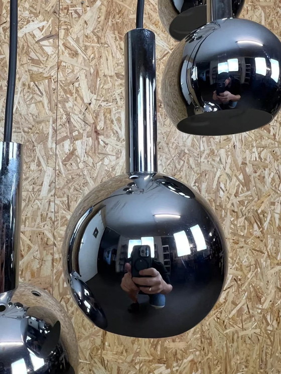 Image 1 of Lampada da soffitto Wortmann &amp; Filz anni '60 e '70 a cascata, cromata, Space Age