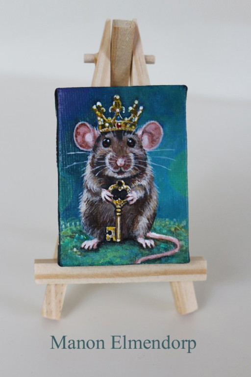 Hand-painted Mouse Painting: The Key to Happiness