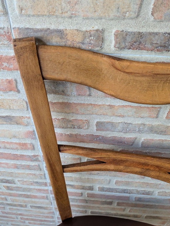 Antiker Mocholín Stuhl, Esszimmerstühle, Holz, Skai, Braun (Foto 9 von 15)