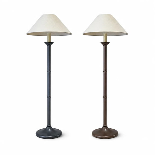 2 x Wooden faux bamboo table lamps / 1980s