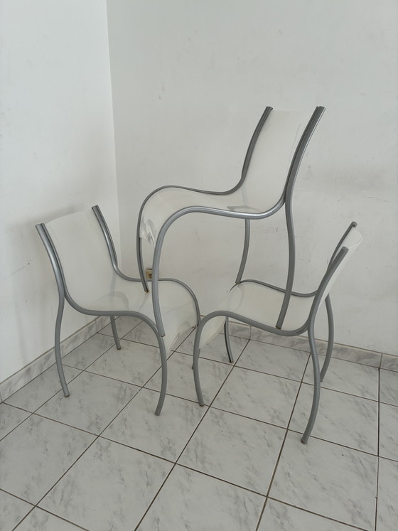 3x Vintage FPE Chair Ron Arad Kartell Italy Set Price – Dining chairs, Plastic, Aluminium (photo 4 of 15)