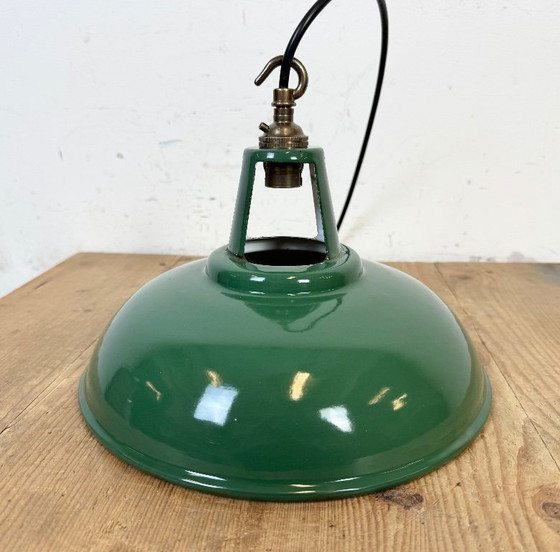 Image 1 of Industrial Green Enamel Factory Pendant Lamp, 1960s