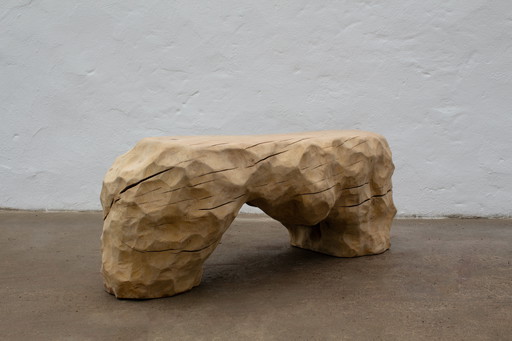 Carved Oak Sculptural Bench