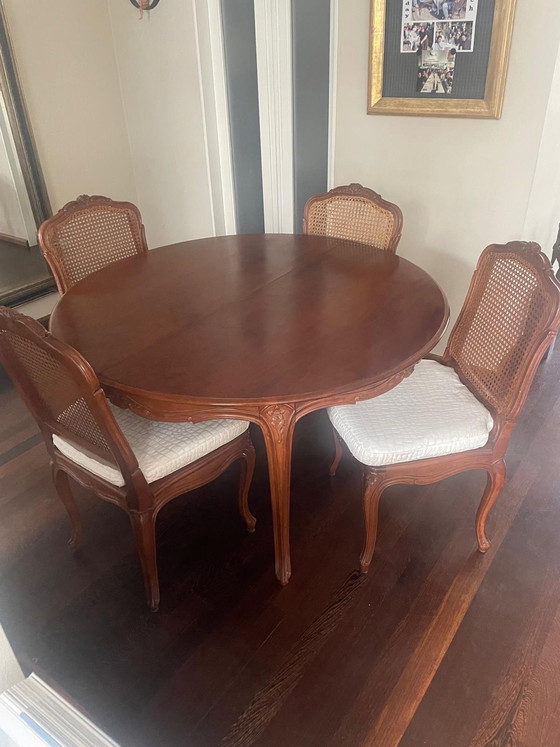 Image 1 of Mooie antieke uitschuifbare eettafel avec 4 étages