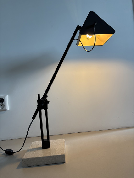 Image 1 of Lámpara de mesa industrial francesa estilo Jean Prouvé con base de mármol, años 70