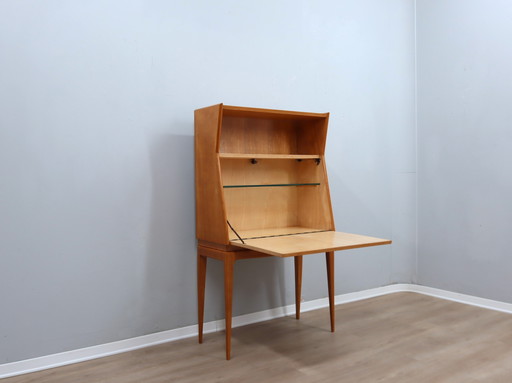 1950s Italian Birch Wood Bar Cabinet with Faenza Ceramic Decoration